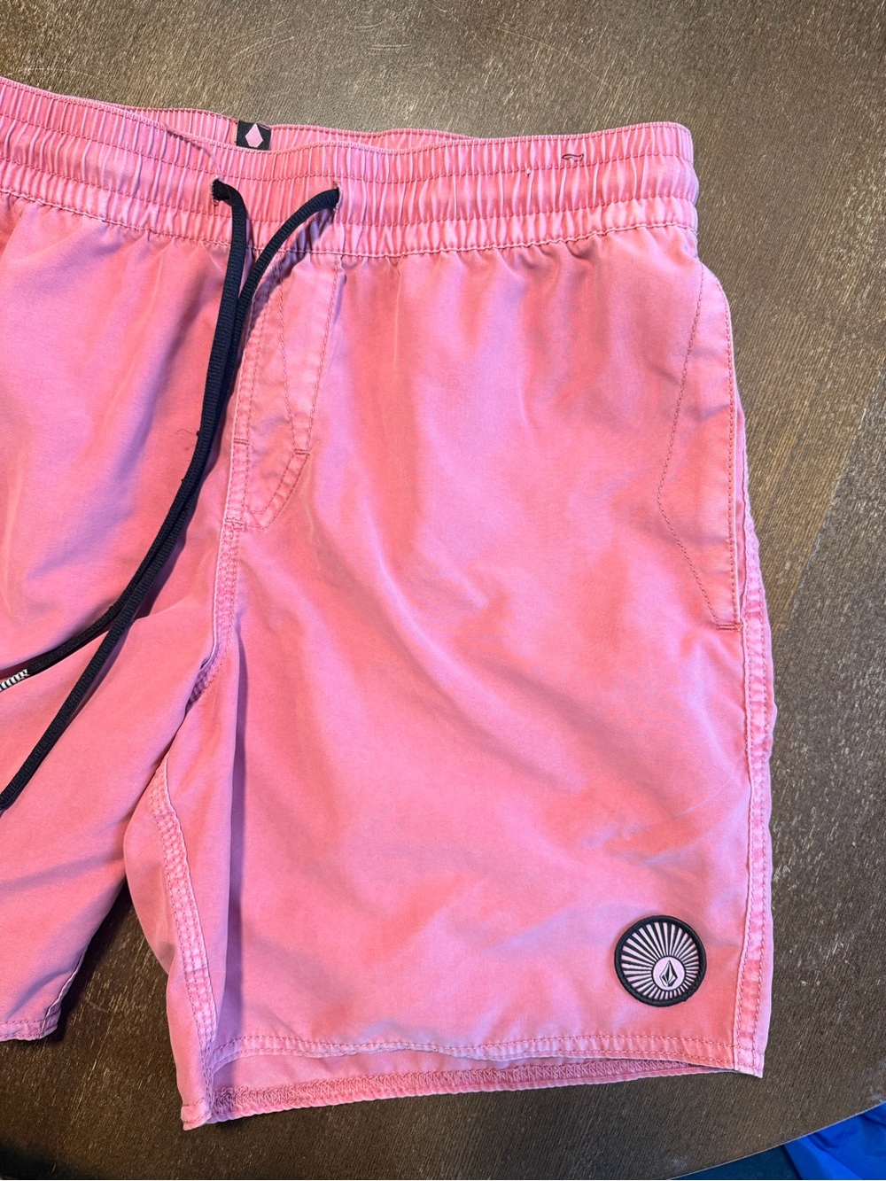 Volcom Men's Pink Swim Trunks with Black Drawstring